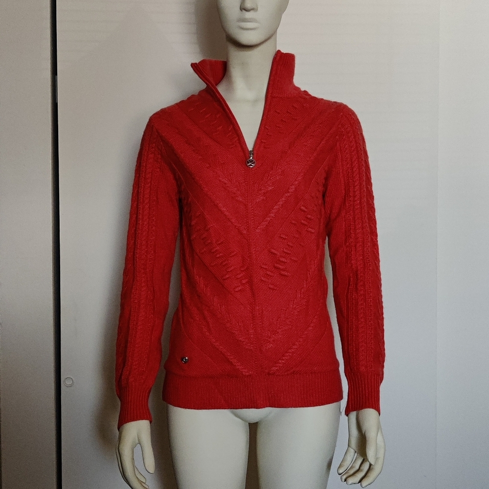 Daily Sports Born in Sweden SKI snow Golf pullover orange sweater sz S